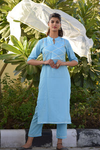 Powder Blue Yoke Design Kurta Set