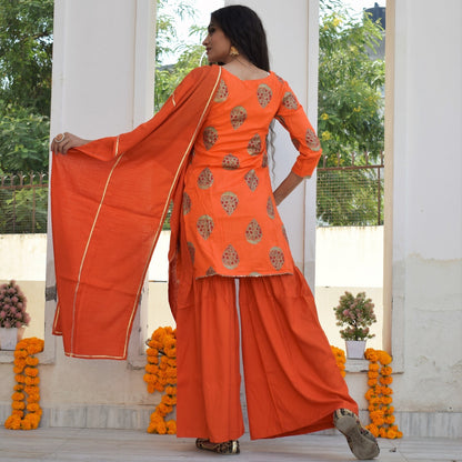 Orange Festive Kurta Set
