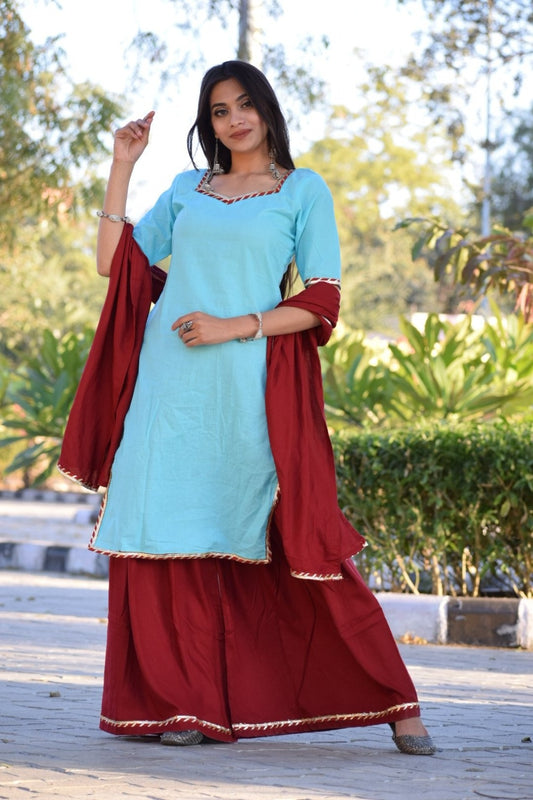 Skyblue Ethnic Sharara Set