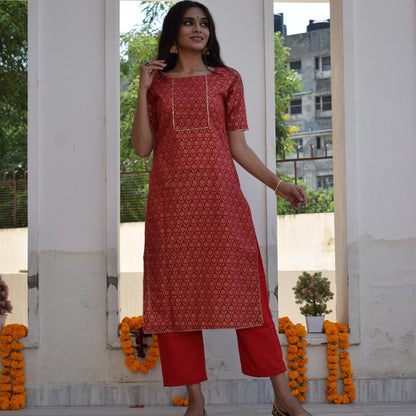 Rio Red Yoke Kurta Set