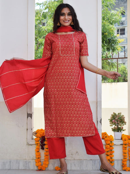 Rio Red Yoke Suit Set