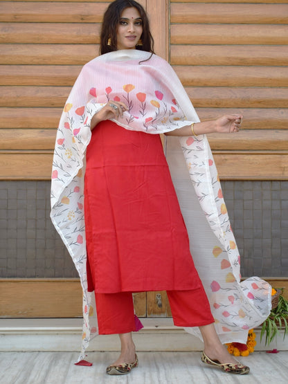 Red Rose Handpainted Suit Set