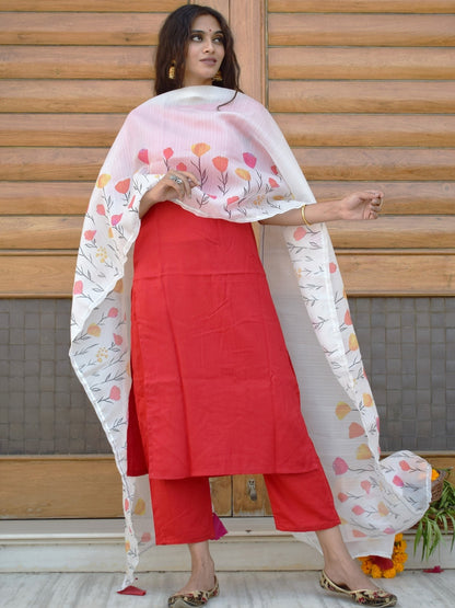 Red Rose Handpainted Suit Set