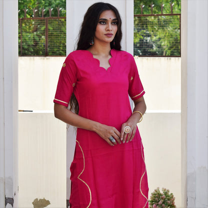 Pink Handwork Kurta Set
