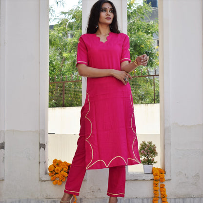 Pink Handwork Kurta Set