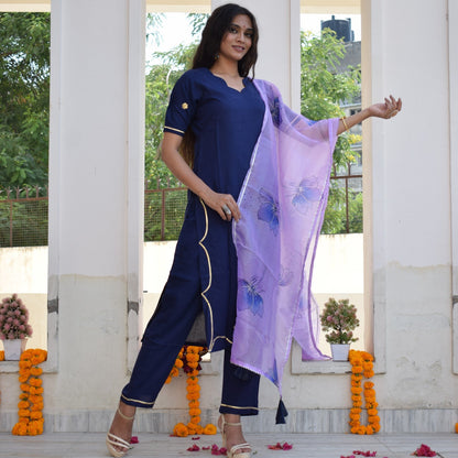 Blue Berry Hand Painted Suit Set