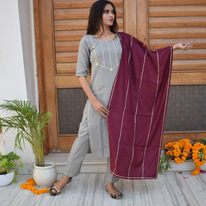 Grey Smoke Wine Suit Set