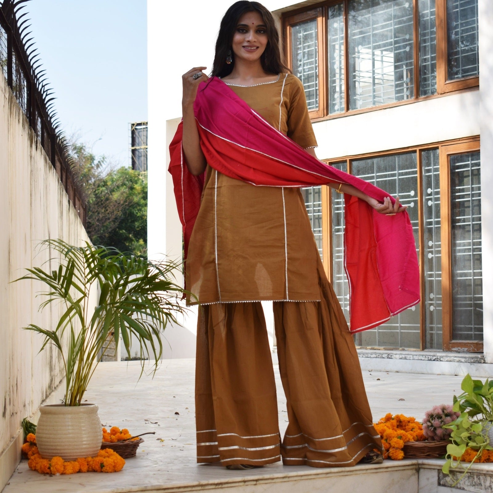 Copper Sharara Set