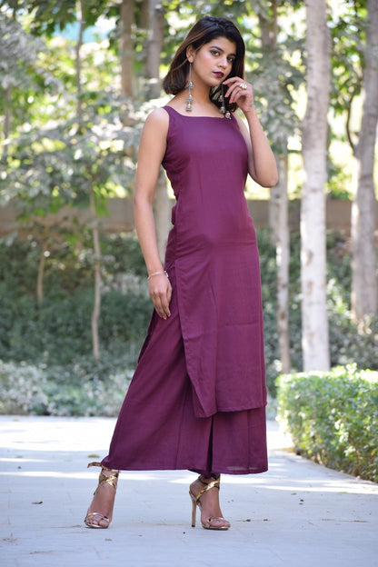 Wine Kurta Set