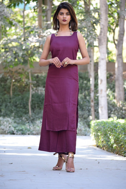 Wine Kurta Set