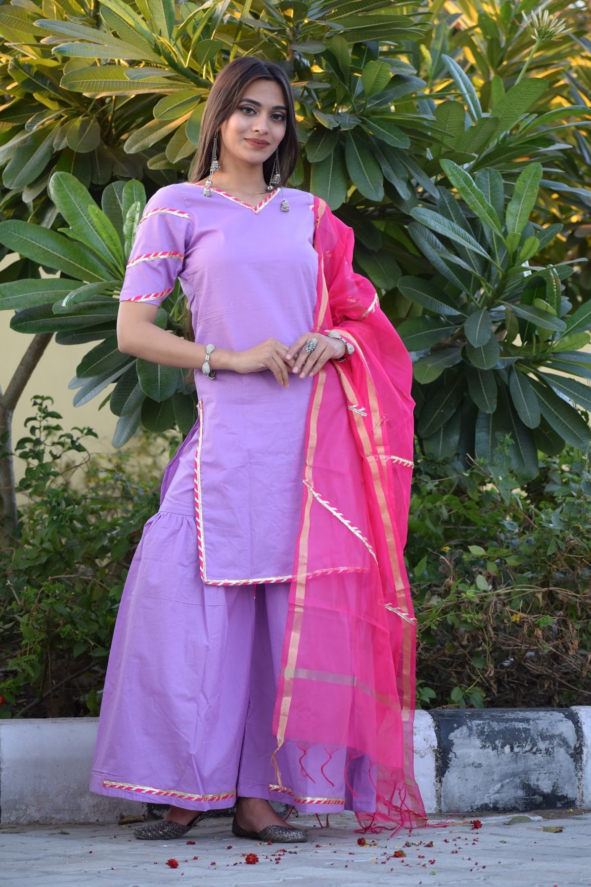 Lilac Pink Gota Sharara Set