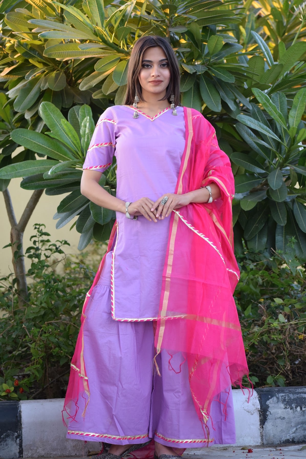 Lilac Pink Gota Sharara Set