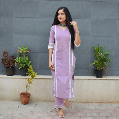 Lilac Linen Kurta Set