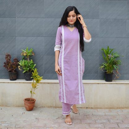 Lilac Linen Kurta Set
