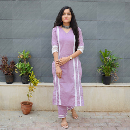 Lilac Linen Kurta Set