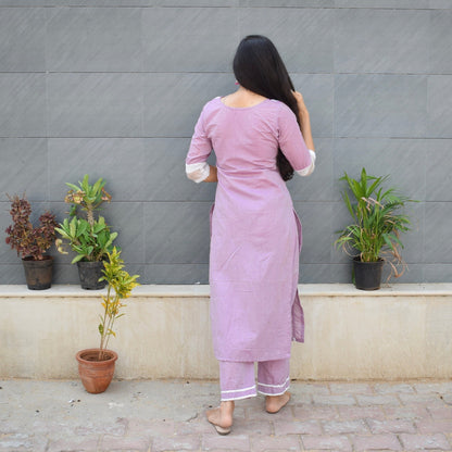 Lilac Linen Kurta Set