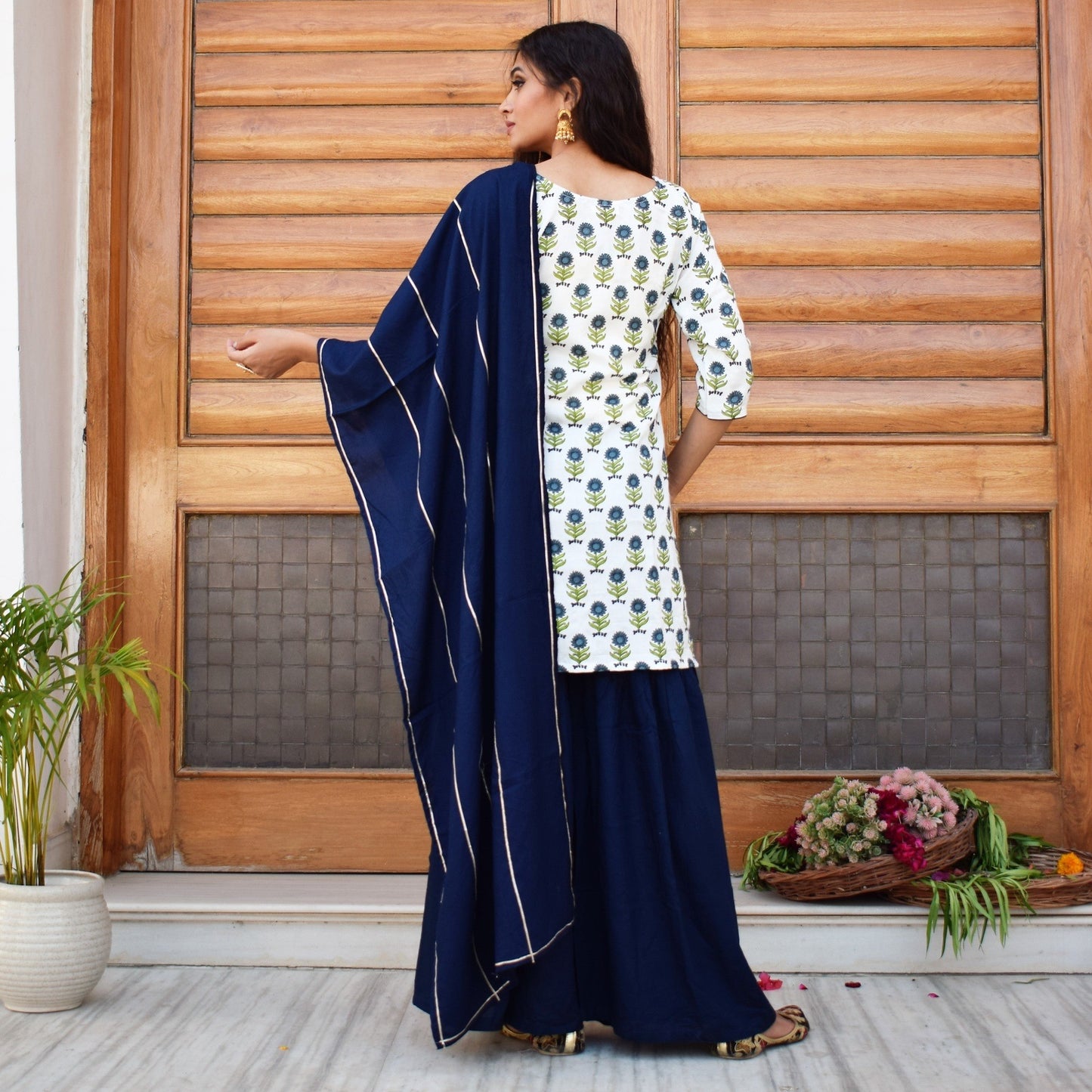 Spring Blue Sharara Set