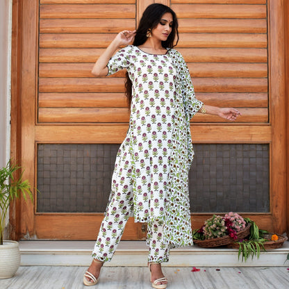 Wine Handblock Garden Suit Set