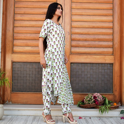 Wine Handblock Garden Suit Set