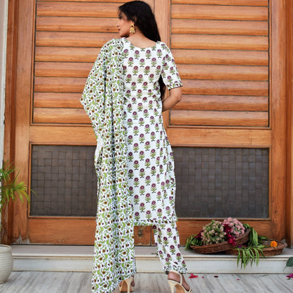 Wine Handblock Garden Suit Set