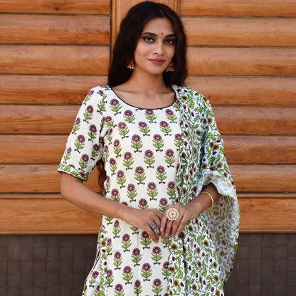 Wine Handblock Garden Suit Set