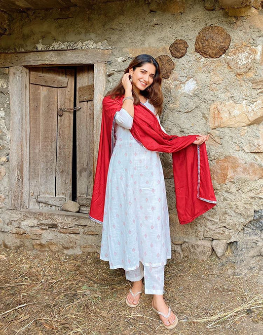 Ivory Handblock Suit Set