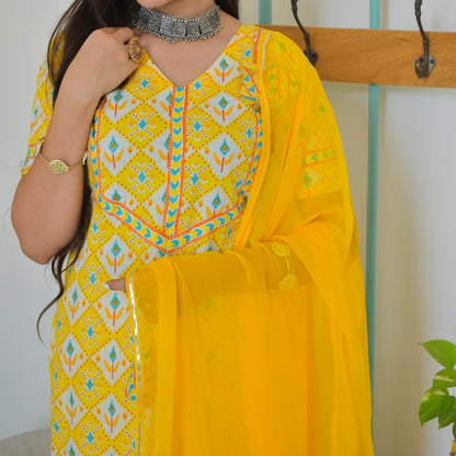Sehaj Yellow Cotton Suit Set
