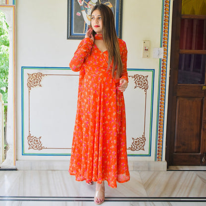 Kesariya Floral Suit Set