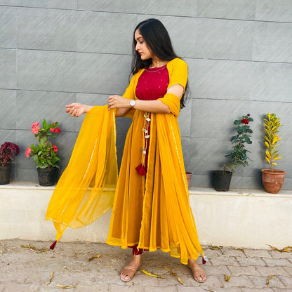 Mustard Wine Jacket Suit Set
