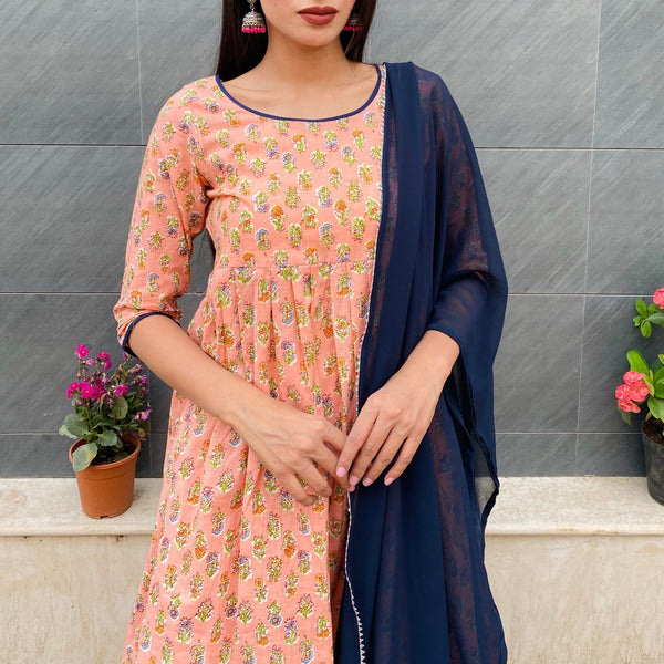 Peach Floral Sharara Set