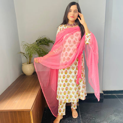 Ivory Block Angrakha Suit Set