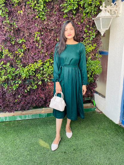Winter Palm Pleated Dress