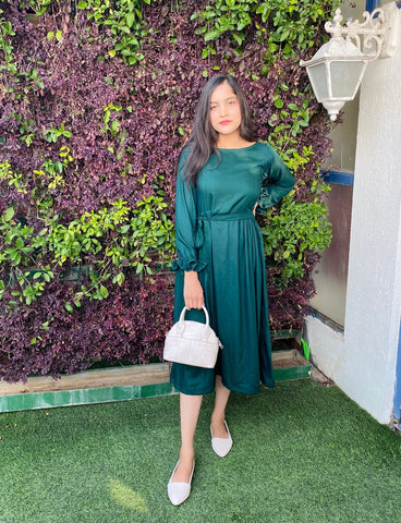Winter Palm Pleated Dress