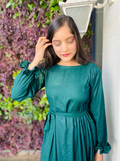 Winter Palm Pleated Dress