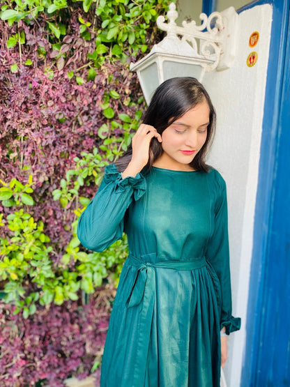 Winter Palm Pleated Dress