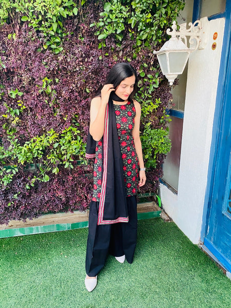 Black floral Sharara Set