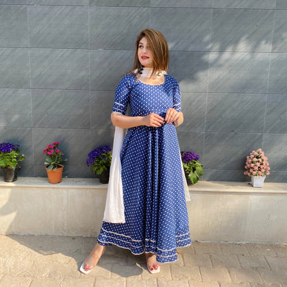 Indigo Printed Suit Set
