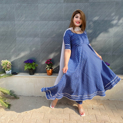 Indigo Printed Suit Set