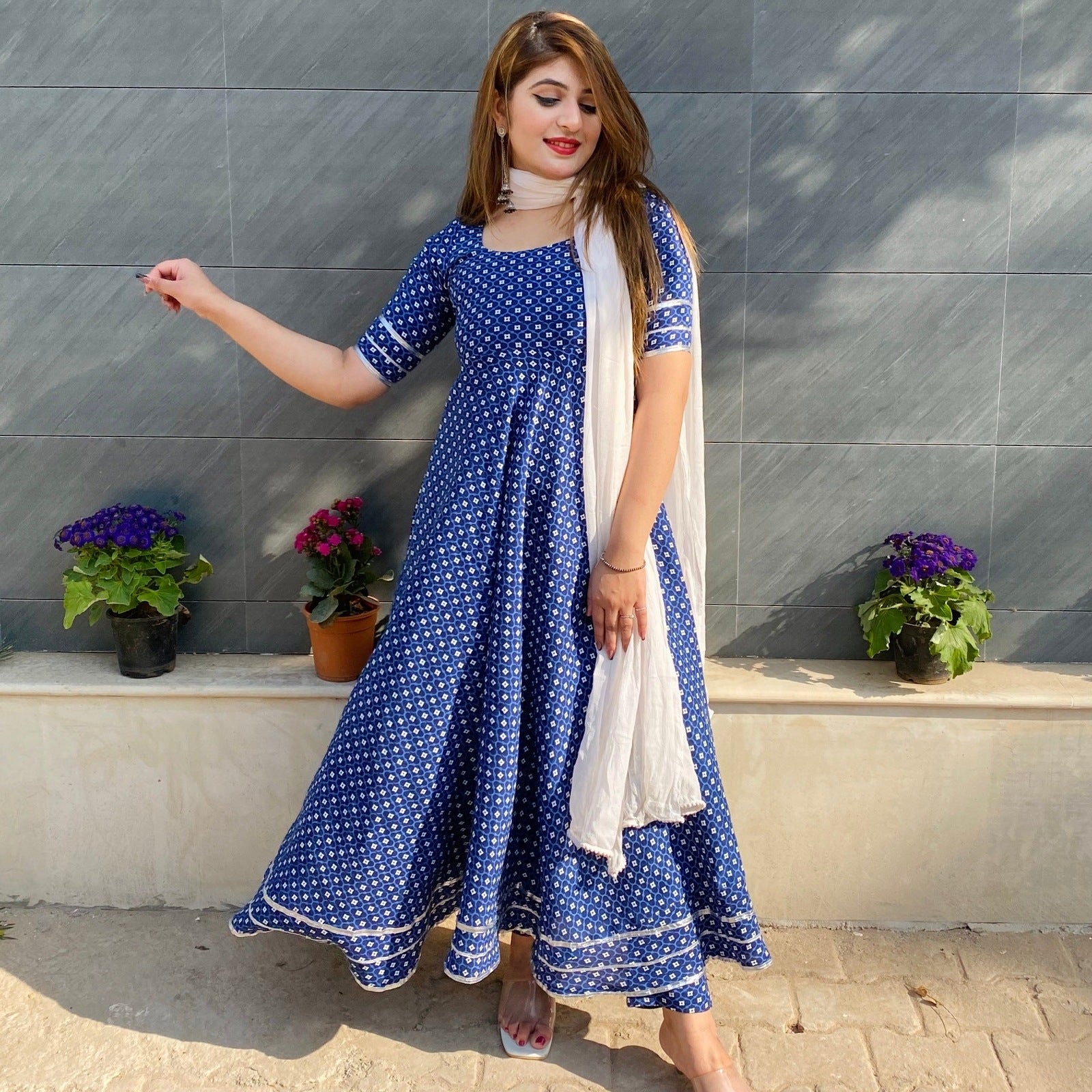 Indigo Printed Suit Set