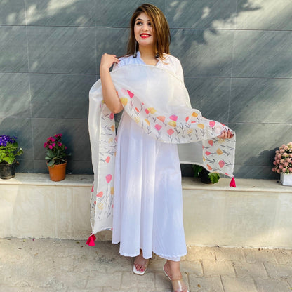 White Handpainted Suit Set