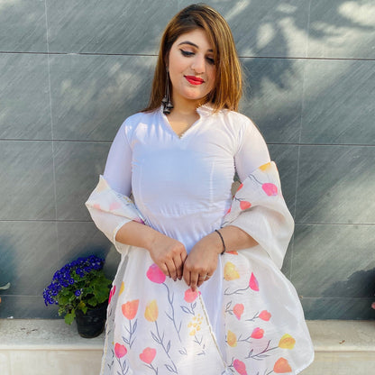 White Handpainted Suit Set