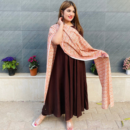 Brown Floral Suit Set