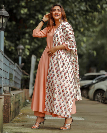 Peach Floral Suit Set