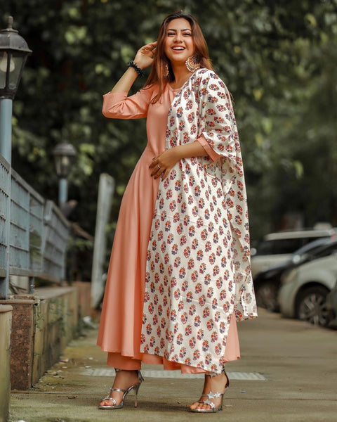 Peach Floral Suit Set