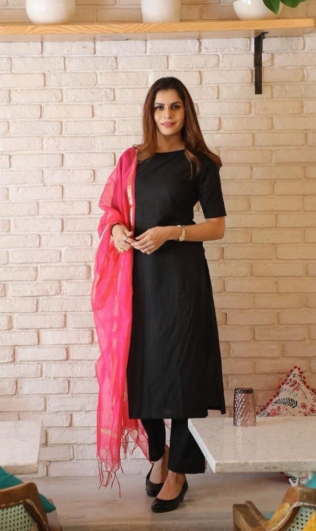 black dress with pink dupatta Buy Sophie Choudry Black color georgette party wear suit in UK, USA and Canada