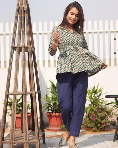 Blue Printed Cord Set