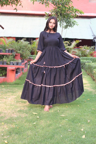 Black Frilled Tier Dress