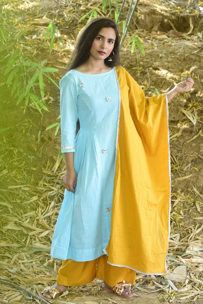 Sky Mustard Suit Set