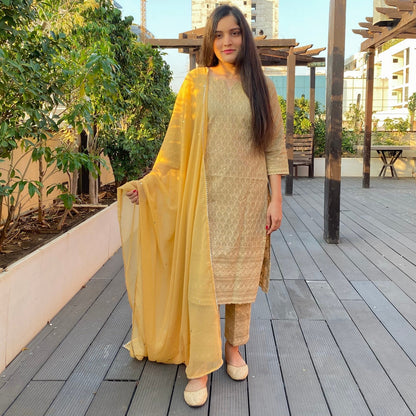 Ivory Sequins Embroidered Suit Set