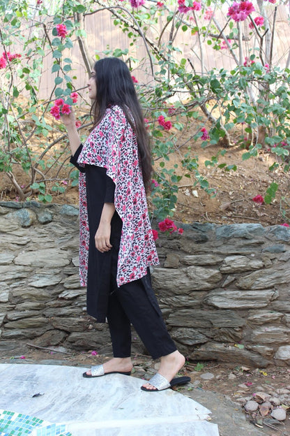 Black Pink Floral Suit set